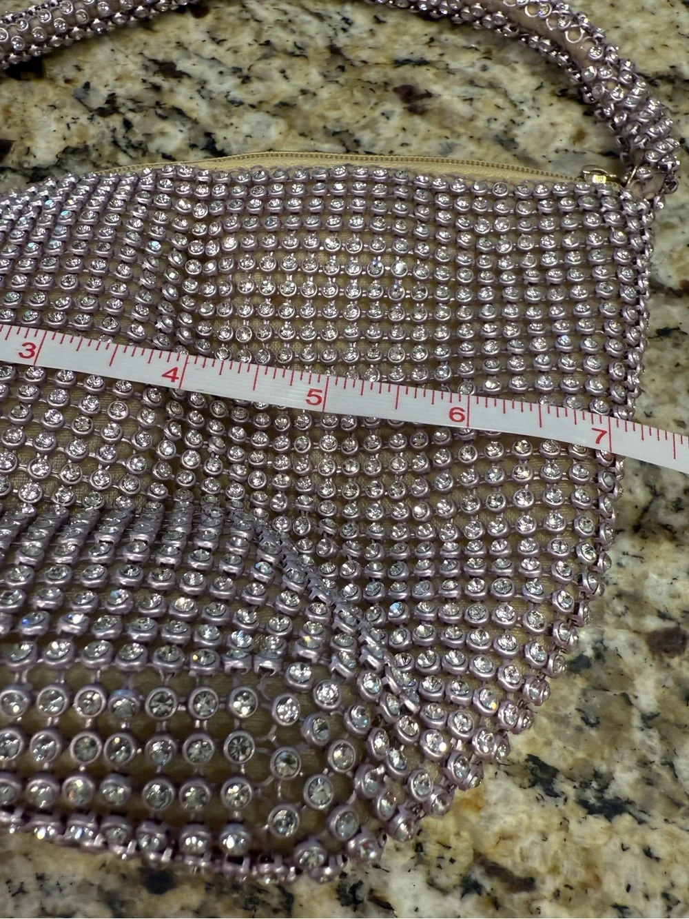 Rhinestone formal mini bag gold cloth interior special occasions - Picture 10 of 14